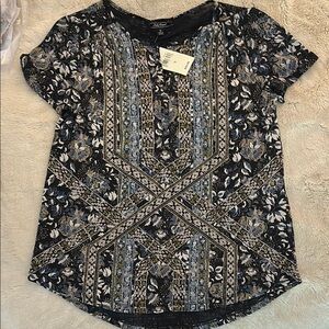 Lucky Brand Black and White Graphic Short Sleeve Tee